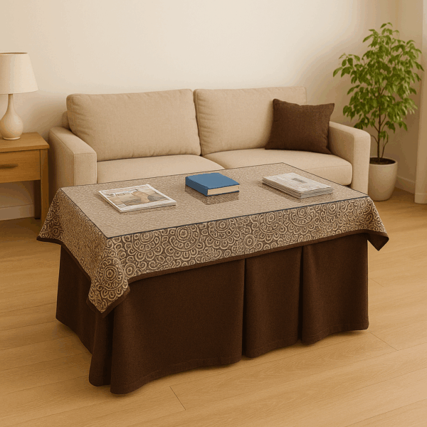 Mesa Camilla completa con ropa y cristal