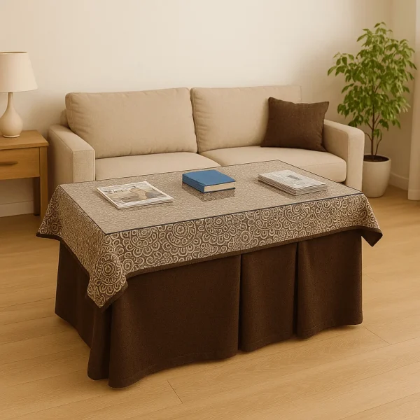 Mesa Camilla completa con ropa y cristal