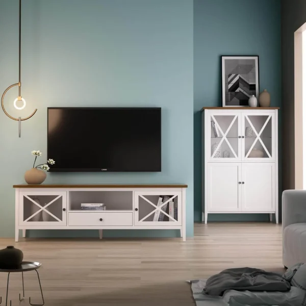 Mueble de salón aspa blanco