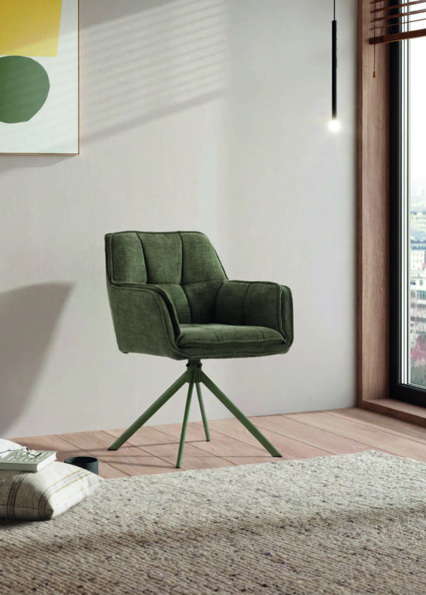 Sillón giratorio Keiko tapizado con reposabrazos